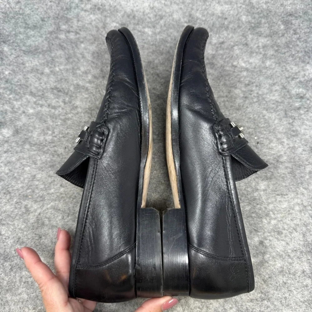 Bruno Magli Mens Black Leather Horse-Bit Slip On Loafer‎ Dress Shoe Sz 9 M ITALY